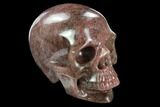 Realistic, Carved Strawberry Quartz Crystal Skull #127570-1